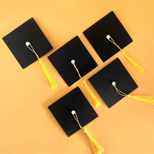 Graduation Cap Favor Toppers, Cardstock Mini Hats with Tassels, Class of 2026 Party Favors