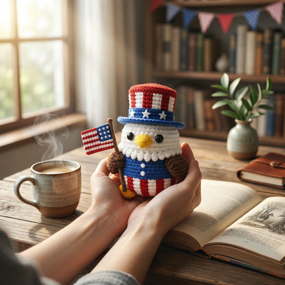 🔥Last Day 49% OFF-Patriotic Crochet Eagle with USA Flag
