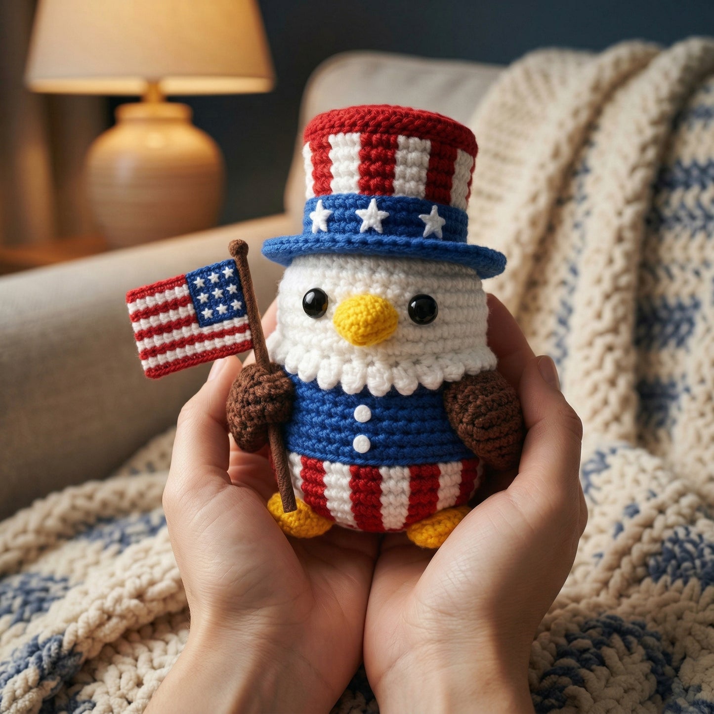 🔥Last Day 49% OFF-Patriotic Crochet Eagle with USA Flag