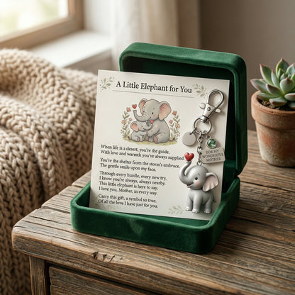 🐘 "Unforgettable Love" Elephant Keychain & Keepsake Card for Mom ❤️