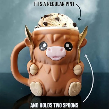 (🎁Last Day 60% OFF)🐮Ferdinand, the Highland Cow Ice Cream Pint Holder🍨🍦🍧