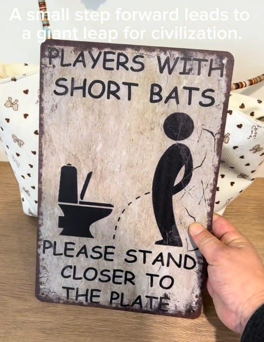 🚽 Funny “Short Bats” Bathroom Metal Sign