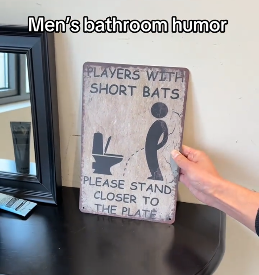 🚽 Funny “Short Bats” Bathroom Metal Sign
