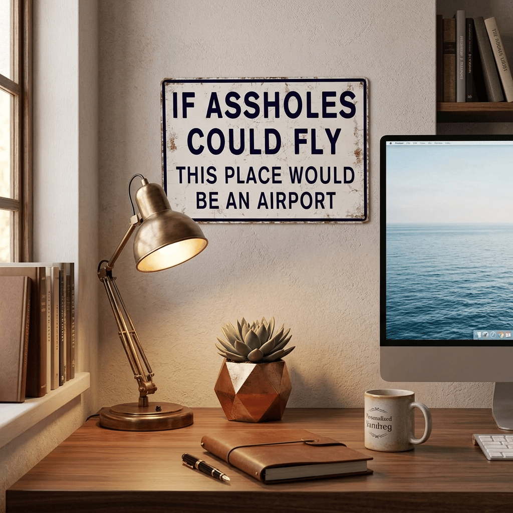 "If Assholes Could Fly" Vintage Metal Sign