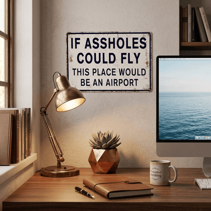 "If Assholes Could Fly" Vintage Metal Sign