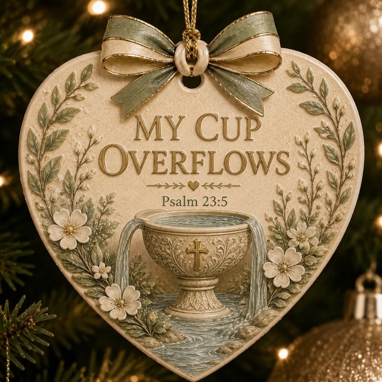 (🎁Last Day 49% OFF)✝️🎄Christian Scripture Christmas Ornament – Faith-Filled Ceramic Heart Keepsake