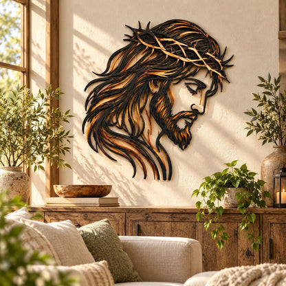 ✝️ Crown of Grace Jesus Metal Wall ArtTM – Rustic Faith-Inspired Christian Wall Decor