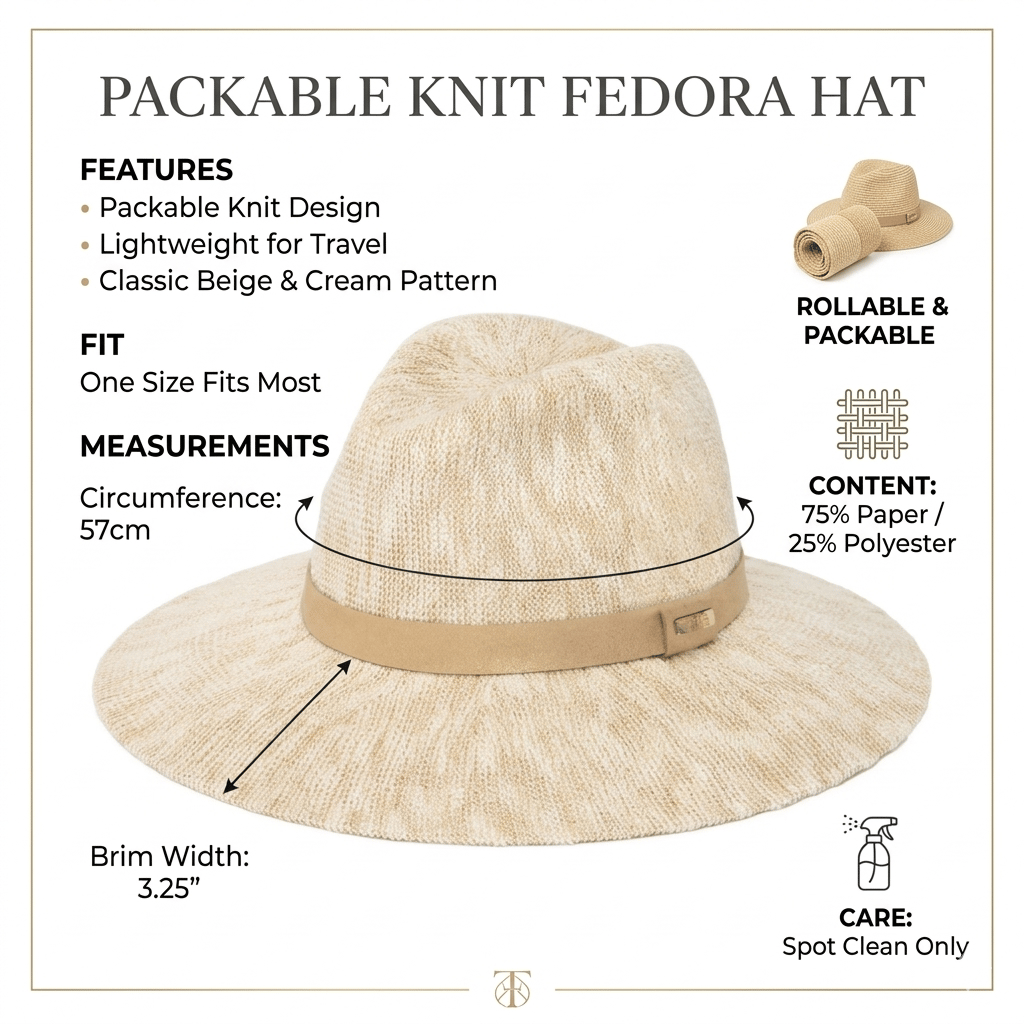 🔥Last Day 49% OFF - Packable Knit Fedora Hat