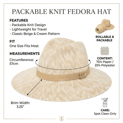 🔥Last Day 49% OFF - Packable Knit Fedora Hat
