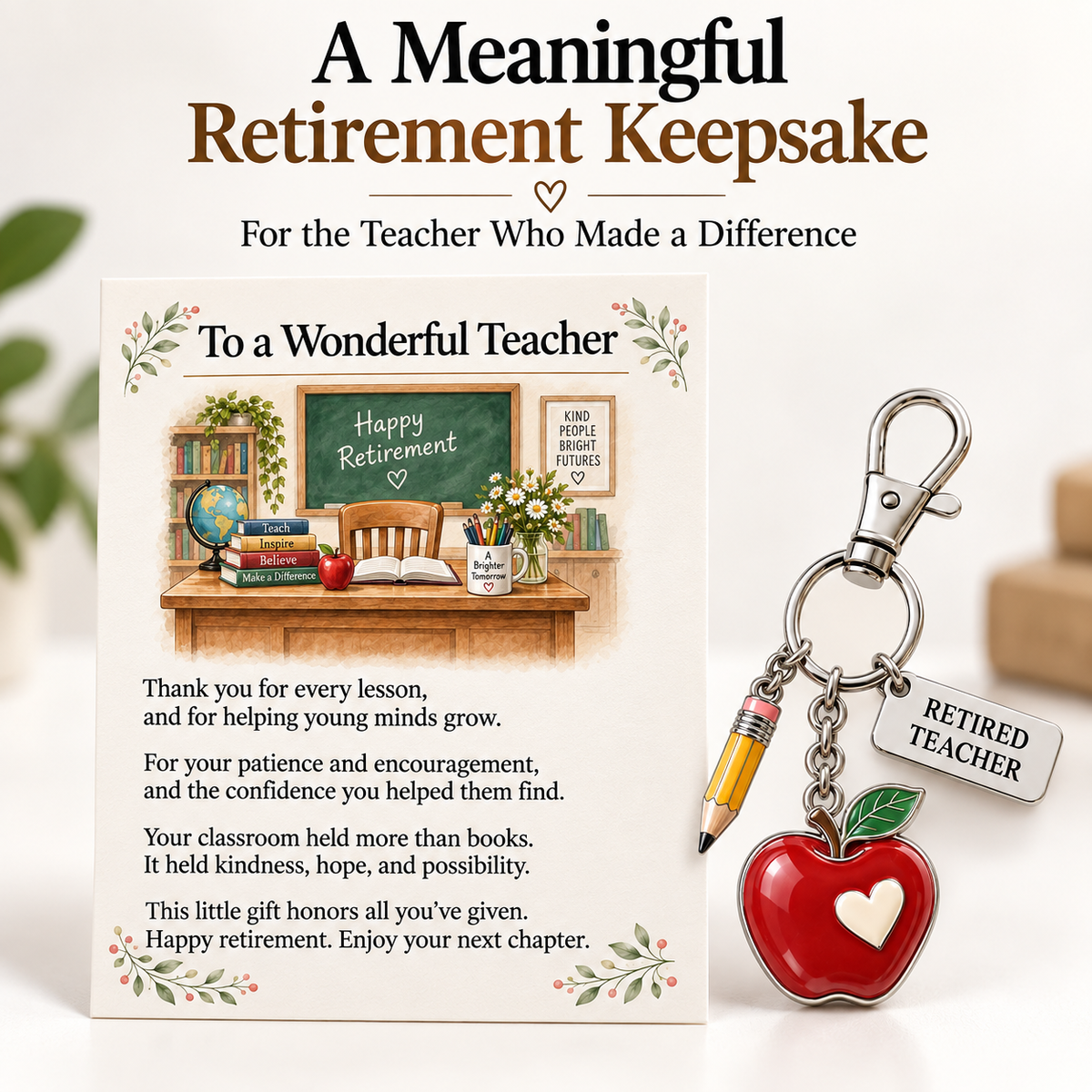 Retirement Keychain & Keepsake Card