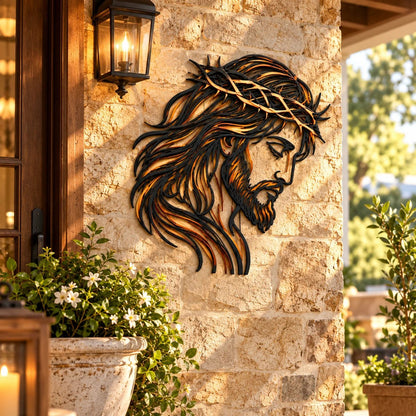 ✝️ Crown of Grace Jesus Metal Wall ArtTM – Rustic Faith-Inspired Christian Wall Decor