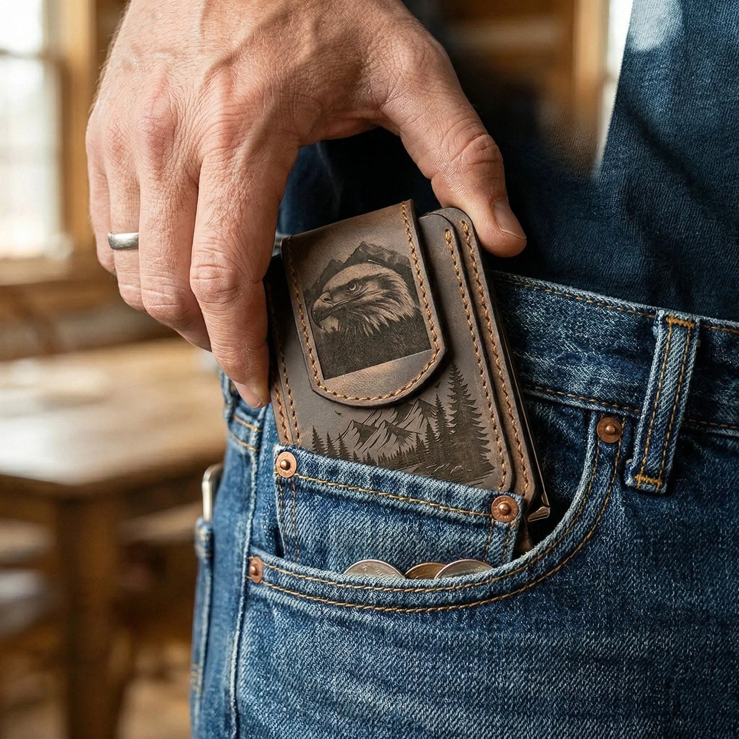 🔥Last Day 49% OFF - 🦅✨Laser-Etched Eagle Tactical Slim Wallet