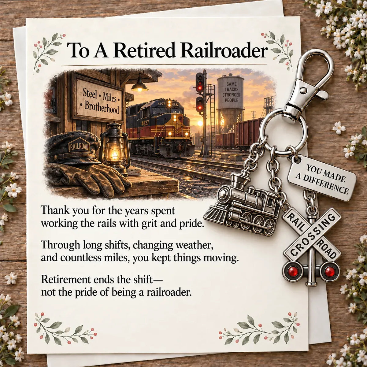 ✨ The "You Make a Difference" Retirement Appreciation Gift Set – Keychain & Greeting Card ✨