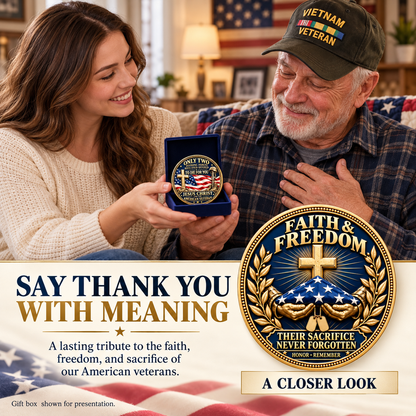 "Faith & Freedom" Commemorative Challenge Coin | Jesus Christ & The American Veteran ✝️🦅-The Ultimate Tribute to Sacrifice - Honor, Remember, Believe.