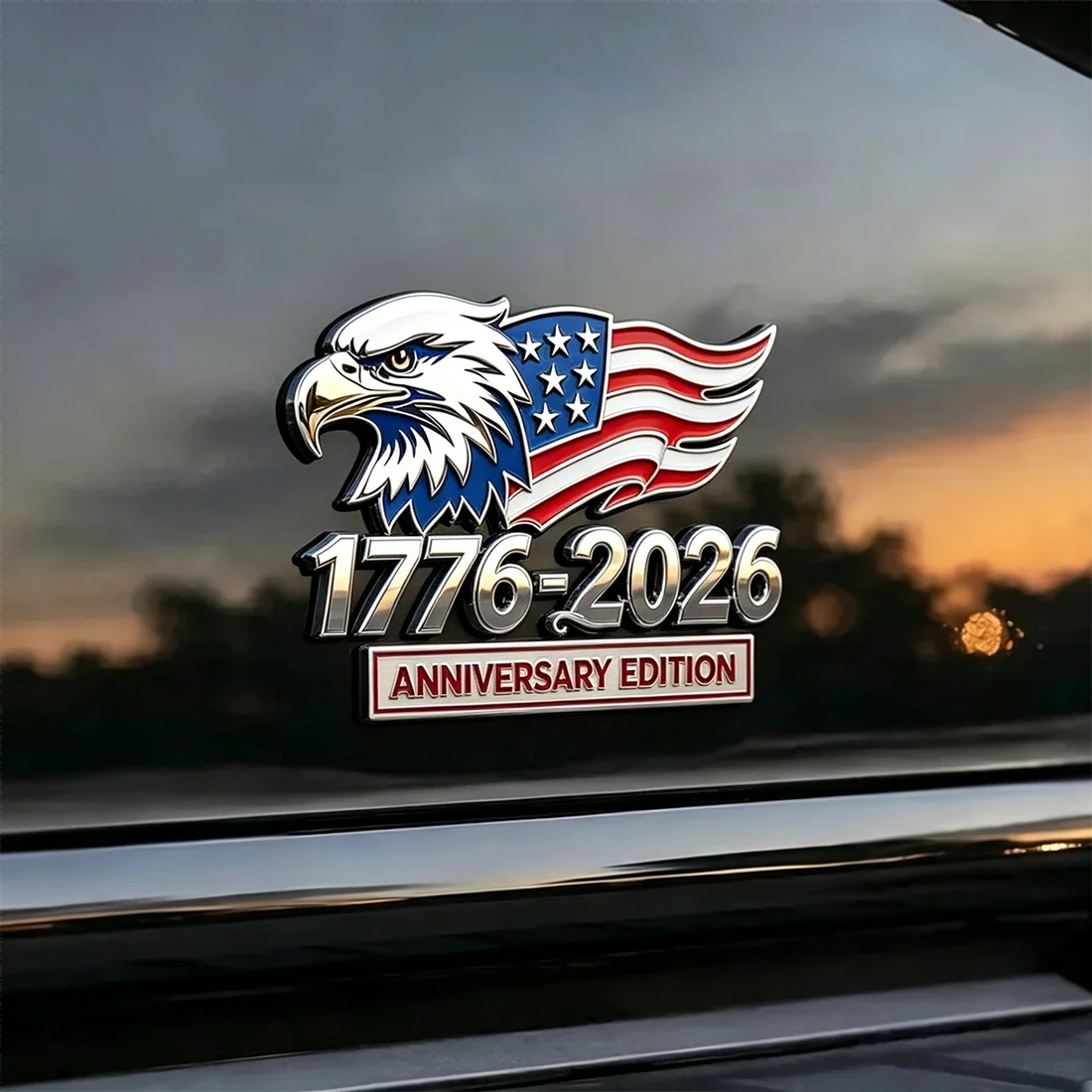 🦅1776–2026 American 250th Anniversary Eagle & Flag Metal Car Emblem