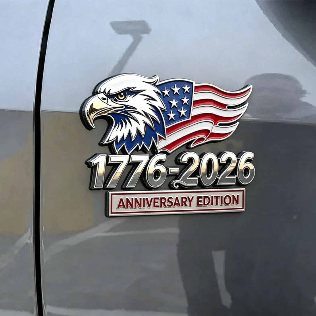 🦅1776–2026 American 250th Anniversary Eagle & Flag Metal Car Emblem