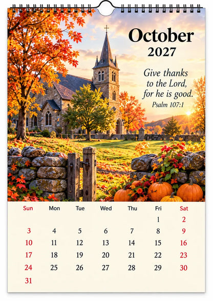 ✝️ 2027 Seasons of Faith Wall Calendar | 12 Months of Christian-Inspired Artwork, Peaceful Countryside Scenes & Shepherd Imagery for Home, Prayer Spaces & Meaningful Gifts 🌿