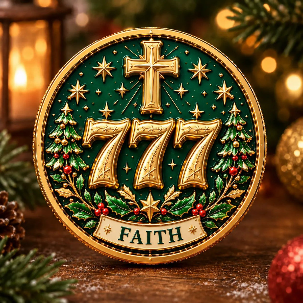 🎄✨ Lucky 777 Christmas Blessing Coin — Holiday Collectible Keepsake 🎁
