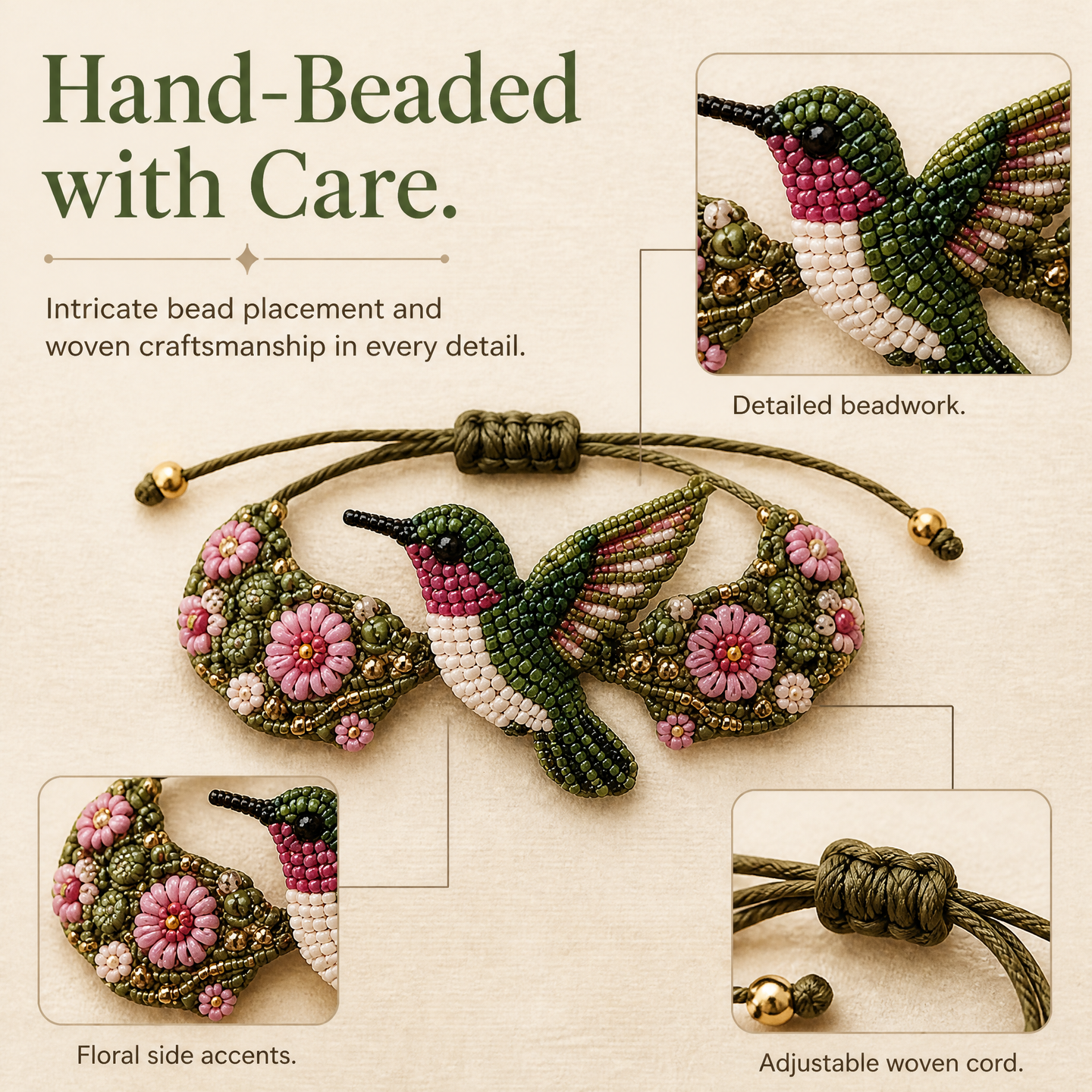 Artisan Handmade Spirit Animal Beaded Bracelet – Nature-Inspired Boho Macrame Jewelry for Women, Adjustable Fit