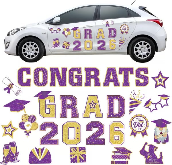 🎓 2026 Grad Car Magnets 🧲 – 30-Piece Set for Celebration Decor (Cars, Fridges & More)