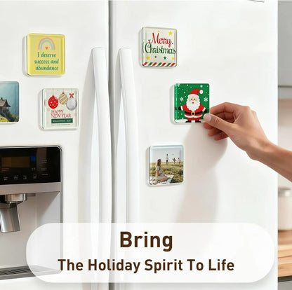 ✂🎞10 Pack Clear Acrylic DIY Fridge Magnets Set with Adhesive Backing – Square Magnetic Photo Frames💕