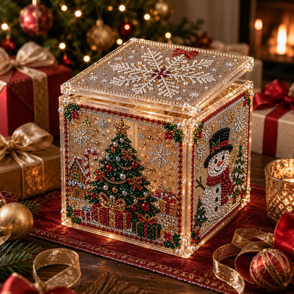 ✨ Sparkle Your Holidays! DIY Diamond Art Festive Cube Box (Decor & Storage in One!) 🎁
