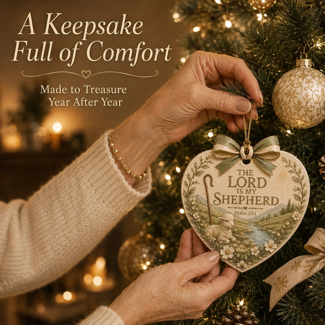 (🎁Last Day 49% OFF)✝️🎄Christian Scripture Christmas Ornament – Faith-Filled Ceramic Heart Keepsake