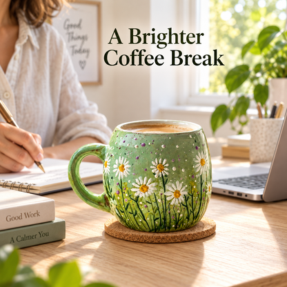 The "Morning Meadow" Daisy Ceramic Mug 🌼☕