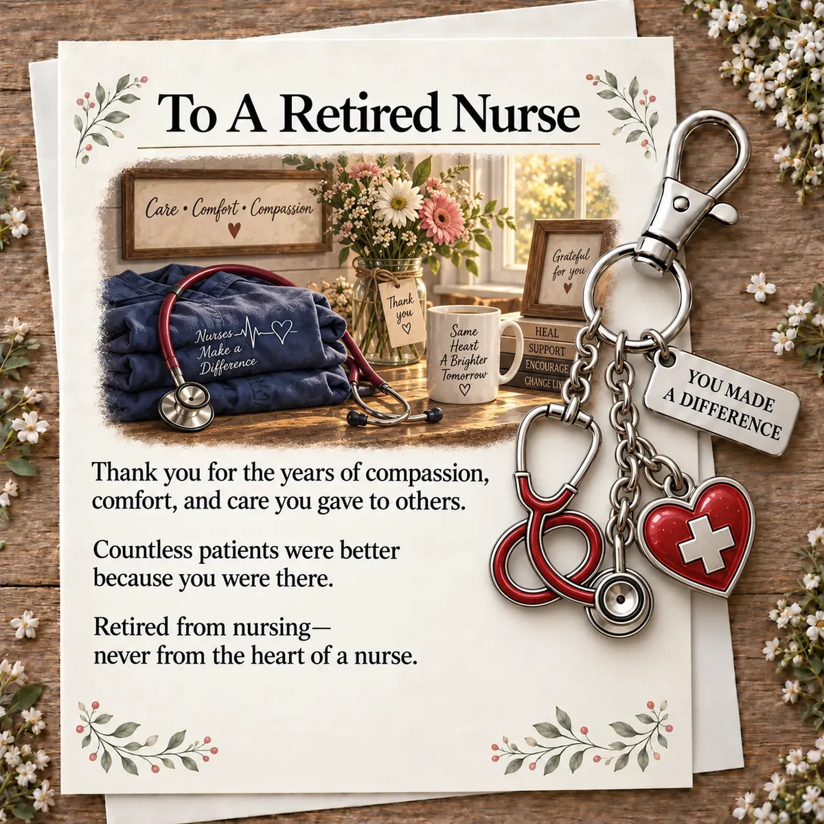 ✨ The "You Make a Difference" Retirement Appreciation Gift Set – Keychain & Greeting Card ✨