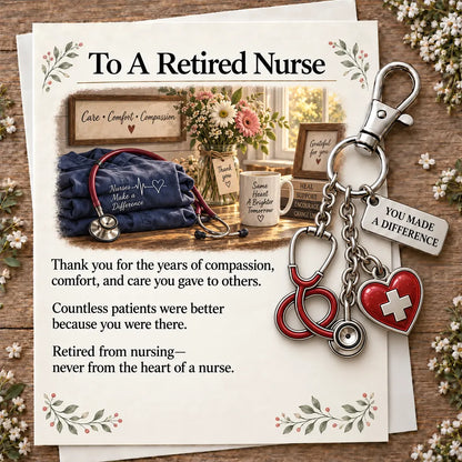 ✨ The "You Make a Difference" Retirement Appreciation Gift Set – Keychain & Greeting Card ✨