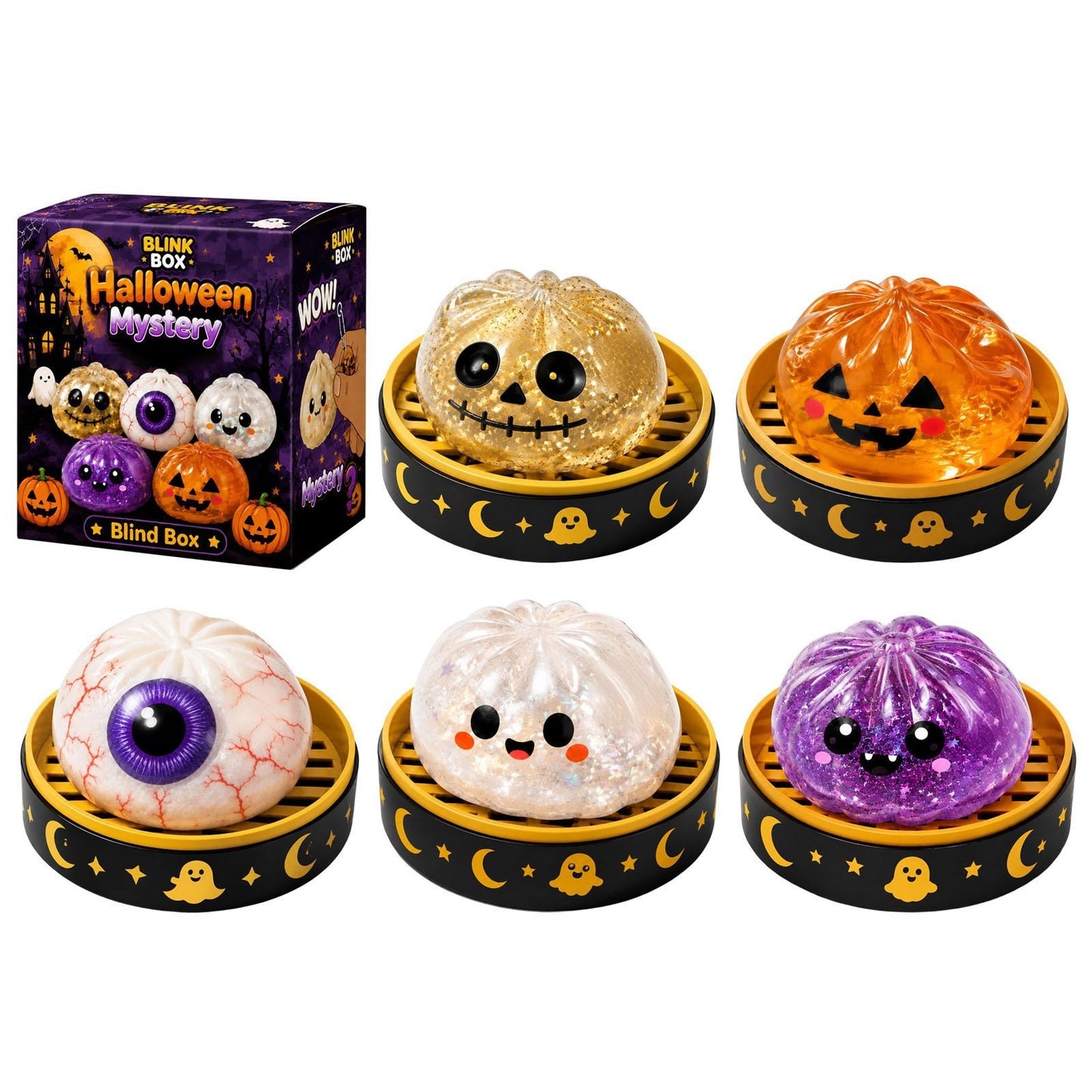 🌟Cute Halloween scary ghost squeeze toy set