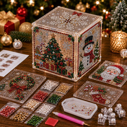 ✨ Sparkle Your Holidays! DIY Diamond Art Festive Cube Box (Decor & Storage in One!) 🎁