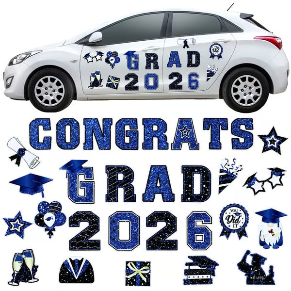 🎓 2026 Grad Car Magnets 🧲 – 30-Piece Set for Celebration Decor (Cars, Fridges & More)