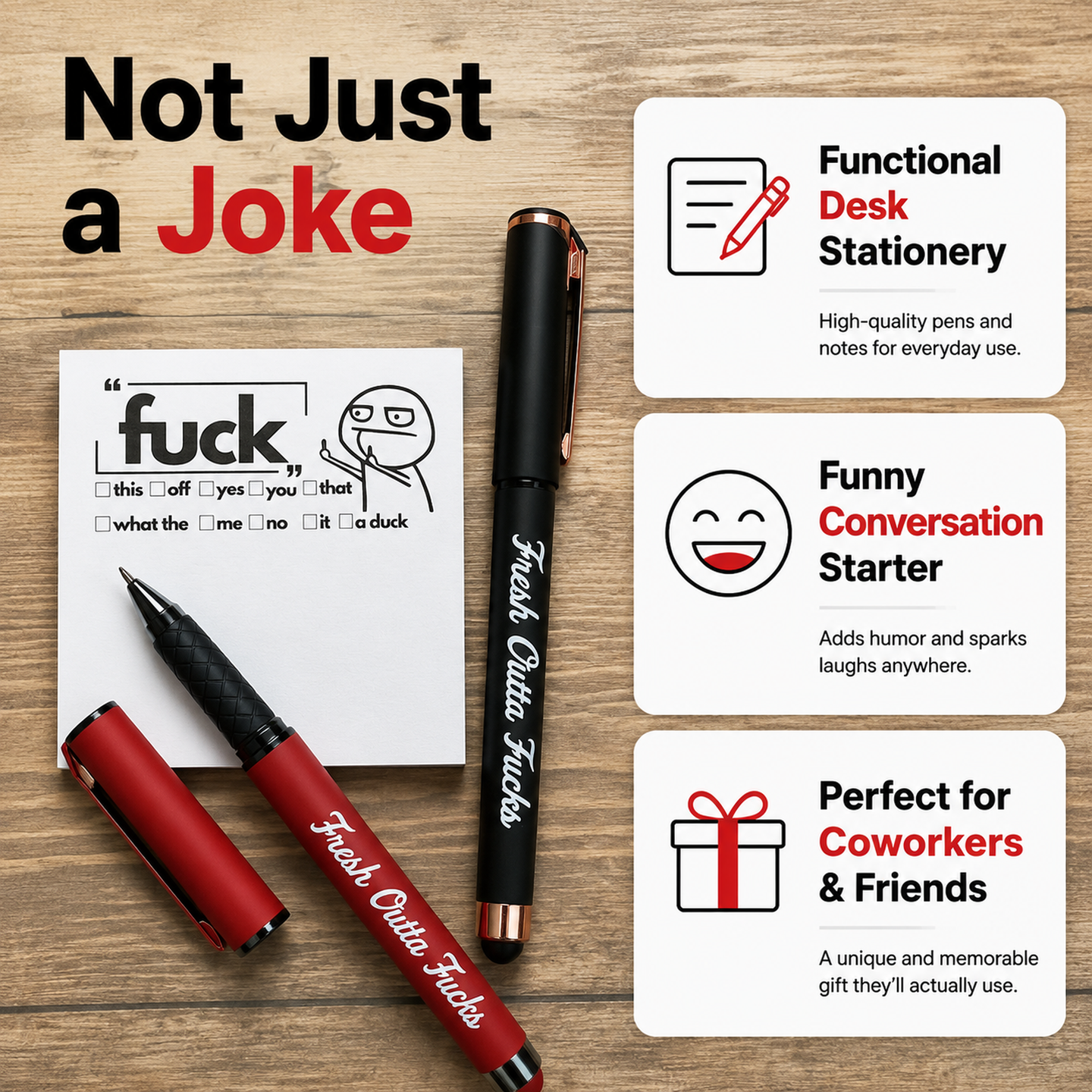💥Last Day Promotion 49%OFF💝 The "Mental Breakdown" Office Survival Kit | Funny Sarcastic Sticky Notes &amp; "Fresh Outta Fucks" Pen Set