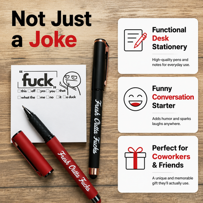 💥Last Day Promotion 49%OFF💝 The "Mental Breakdown" Office Survival Kit | Funny Sarcastic Sticky Notes &amp; "Fresh Outta Fucks" Pen Set