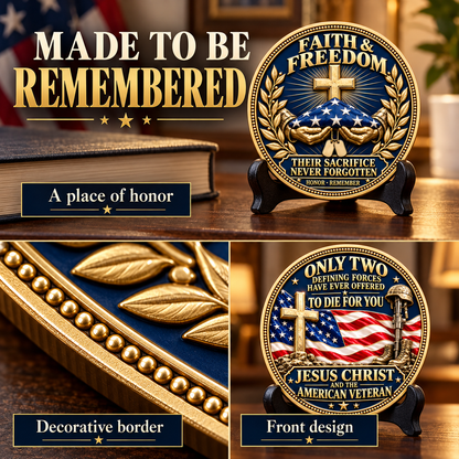 "Faith & Freedom" Commemorative Challenge Coin | Jesus Christ & The American Veteran ✝️🦅-The Ultimate Tribute to Sacrifice - Honor, Remember, Believe.