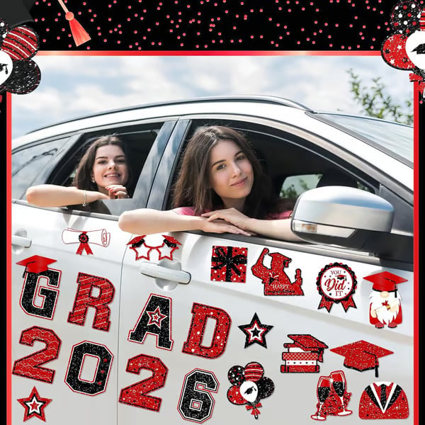 🎓 2026 Grad Car Magnets 🧲 – 30-Piece Set for Celebration Decor (Cars, Fridges & More)