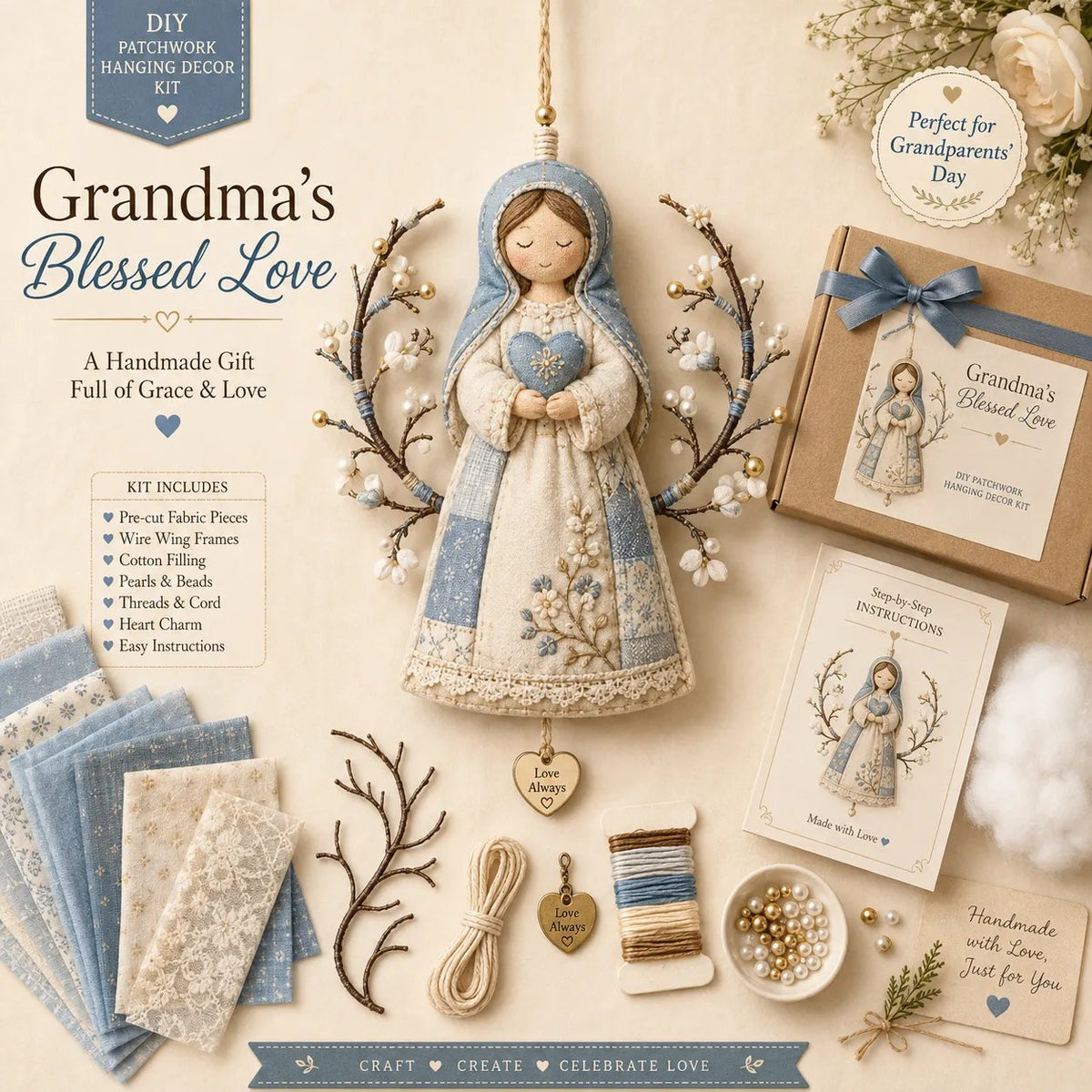 🐦 Beginner-Friendly DIY Hummingbird Blessing Wings Patchwork Hanging Kit | Complete Kit with Pre-Cut Fabrics, Decorative Accents & Step-by-Step Guide Included 💕