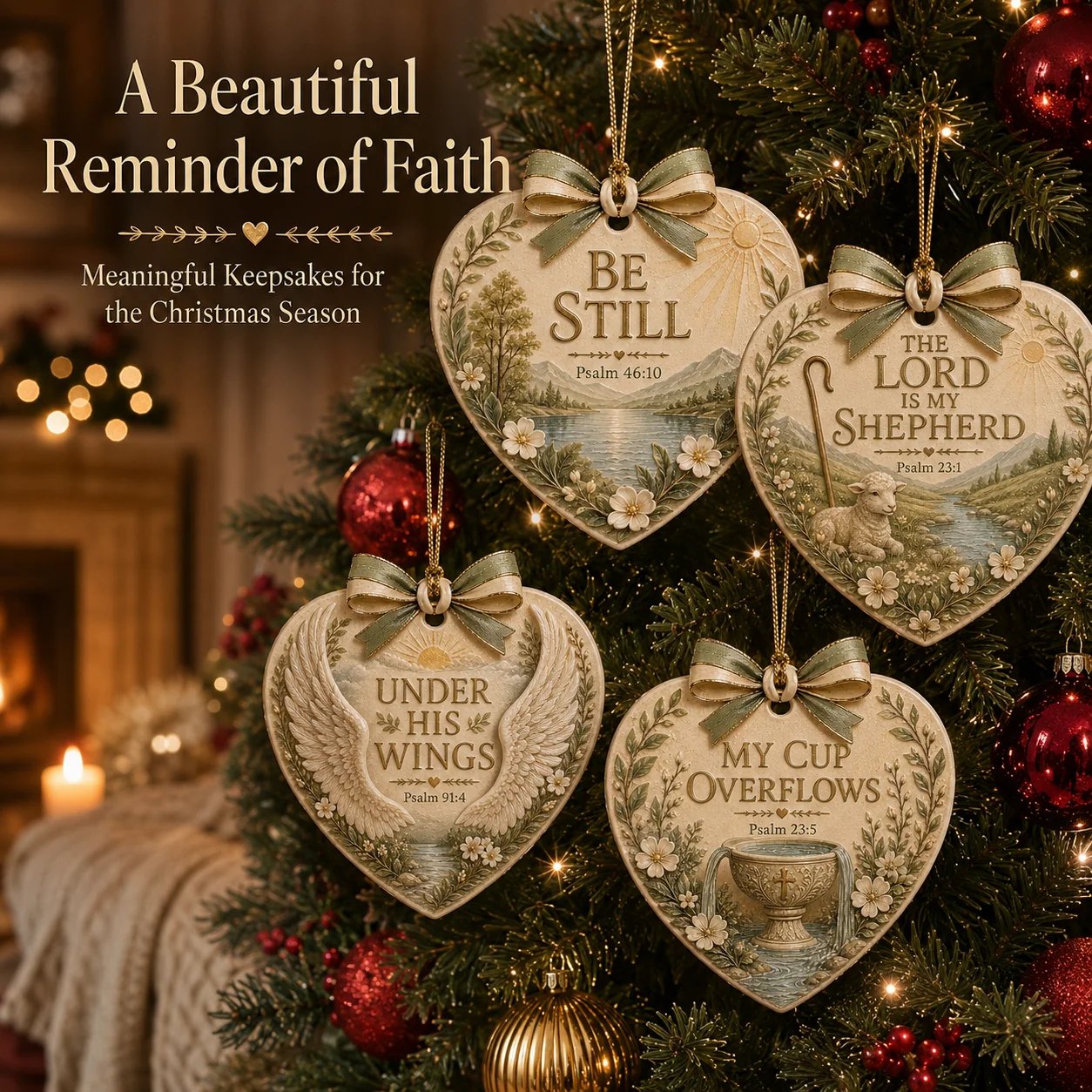 (🎁Last Day 49% OFF)✝️🎄Christian Scripture Christmas Ornament – Faith-Filled Ceramic Heart Keepsake