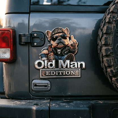 🚗 Funny Old Man Edition Vehicle Badge — 3D Chrome Metal Emblem, Perfect Father's Day & Birthday Gift for Dad, Grandpa, Husband, Truck & SUV Owners