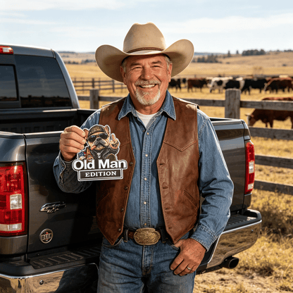 🚗 Funny Old Man Edition Vehicle Badge — 3D Chrome Metal Emblem, Perfect Father's Day & Birthday Gift for Dad, Grandpa, Husband, Truck & SUV Owners