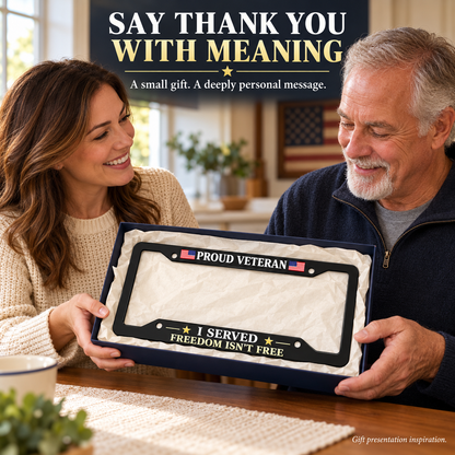 Veteran Metal License Plate Frame | Built for Those Who Served — And Those Who Never Forgot.