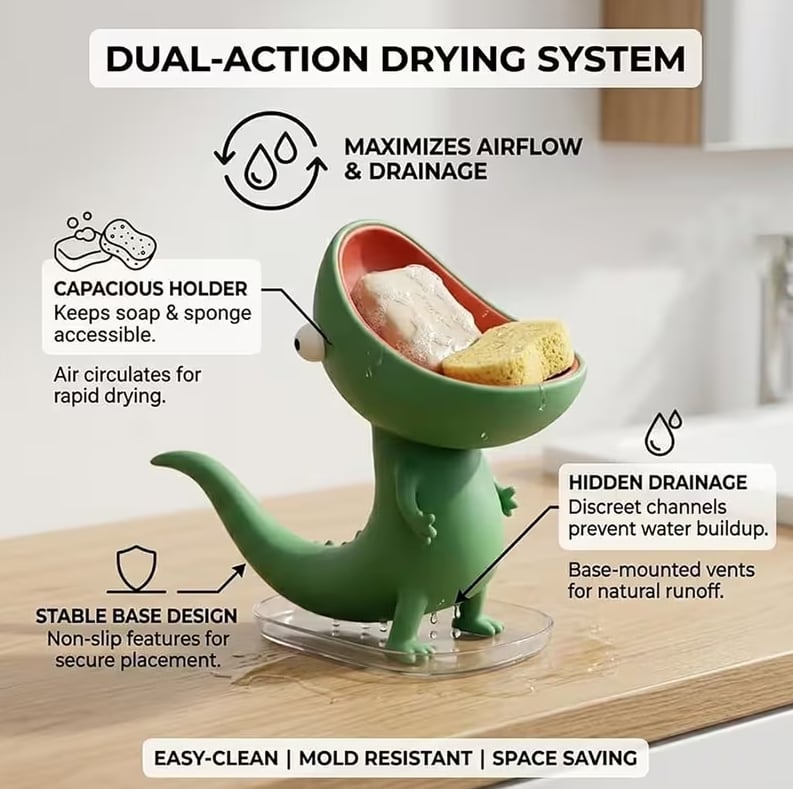 Cute Lizard Soap Holder Storage Shelf