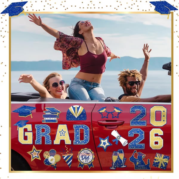 🎓 2026 Grad Car Magnets 🧲 – 30-Piece Set for Celebration Decor (Cars, Fridges & More)