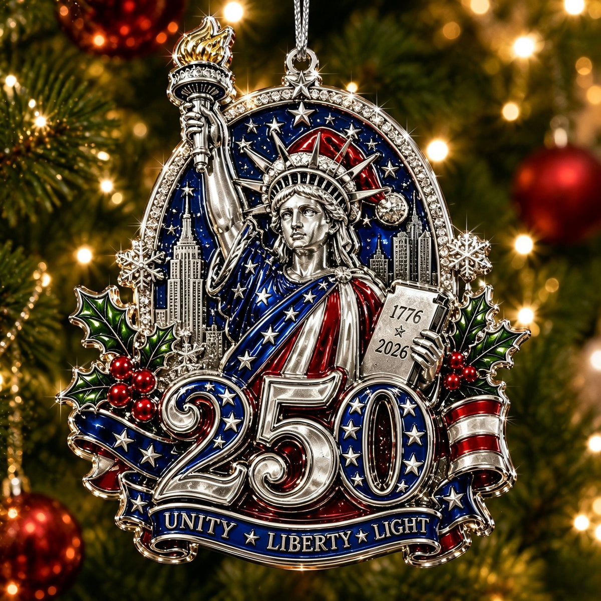 America 250th Anniversary Christmas Ornament