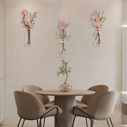 3 Pcs Metal Flowers Wall Art