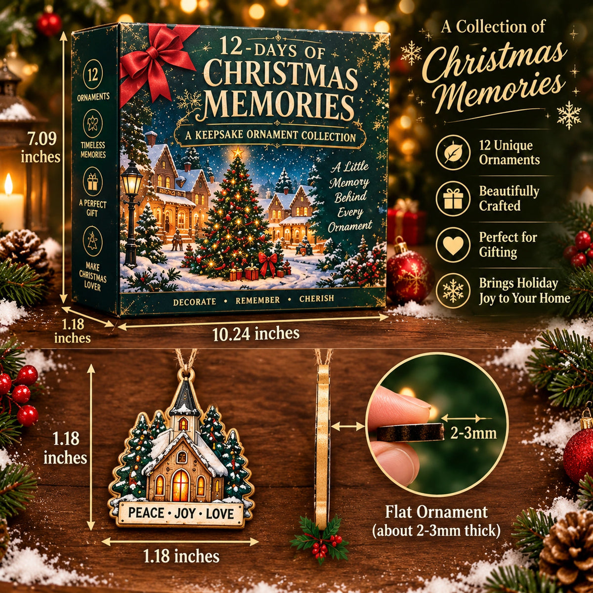 🎄12‑Day Christmas Memories Ornament Set ✨A Story Behind Every Ornament