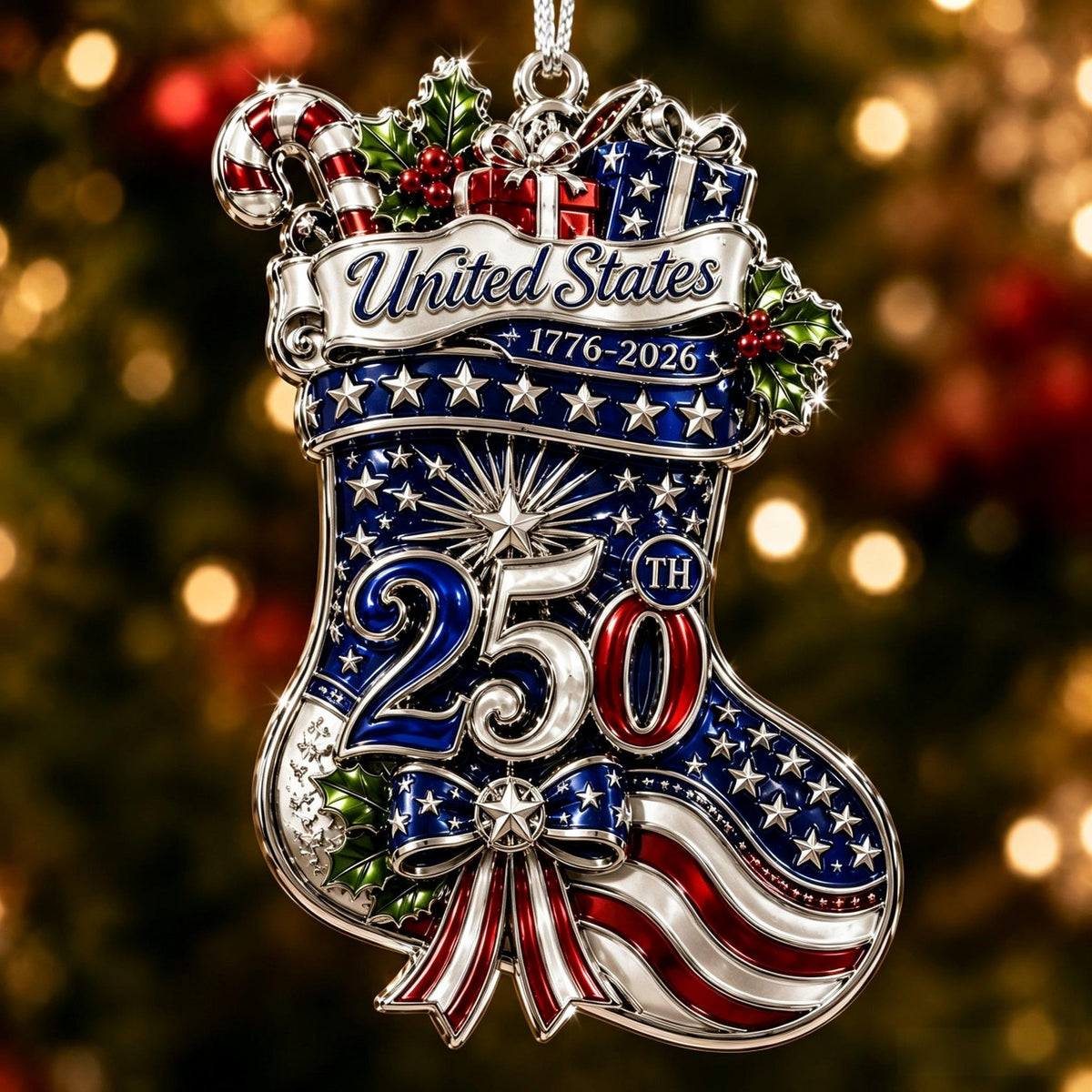 America 250th Anniversary Christmas Ornament
