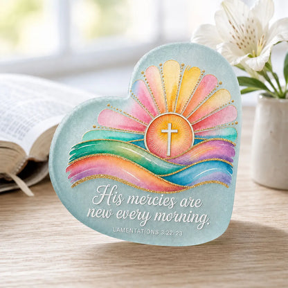 Christian Sea Glass Heart Memorial Keepsake – “His Mercies Are New Every Morning”