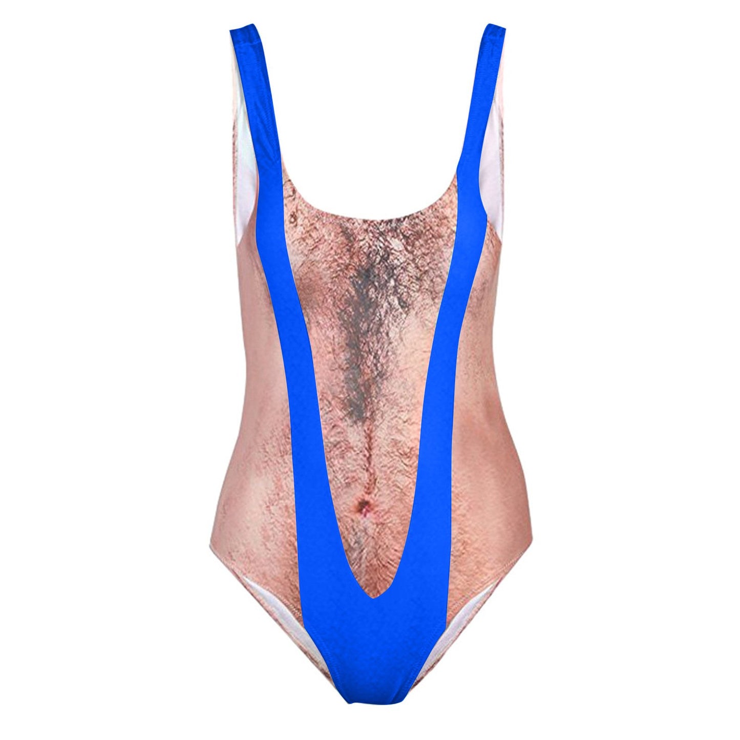 🤣 Funny Hippie Hairy Chest Swimsuit | High-Waisted Pool Party Gag Gift